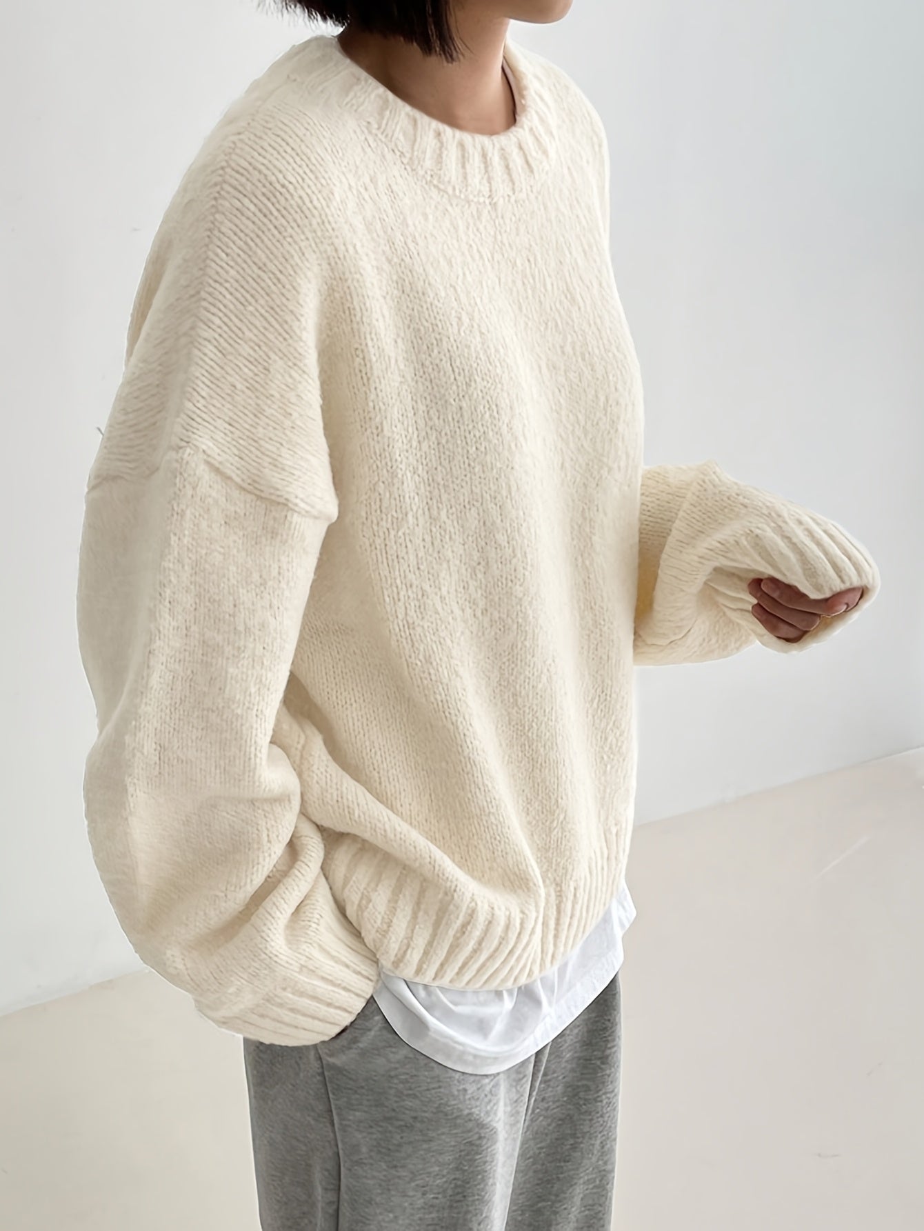 Women'S Autumn And Winter Fashionable And Comfortable Solid Color Round Neck Pullover Sweater
