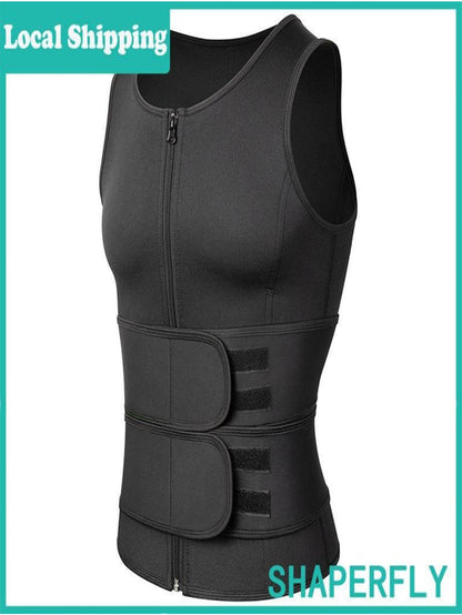 Men Neoprene Sauna Zipper Waist Trainer Vest Tank Top Trimmer Body Shaper Body Shaper