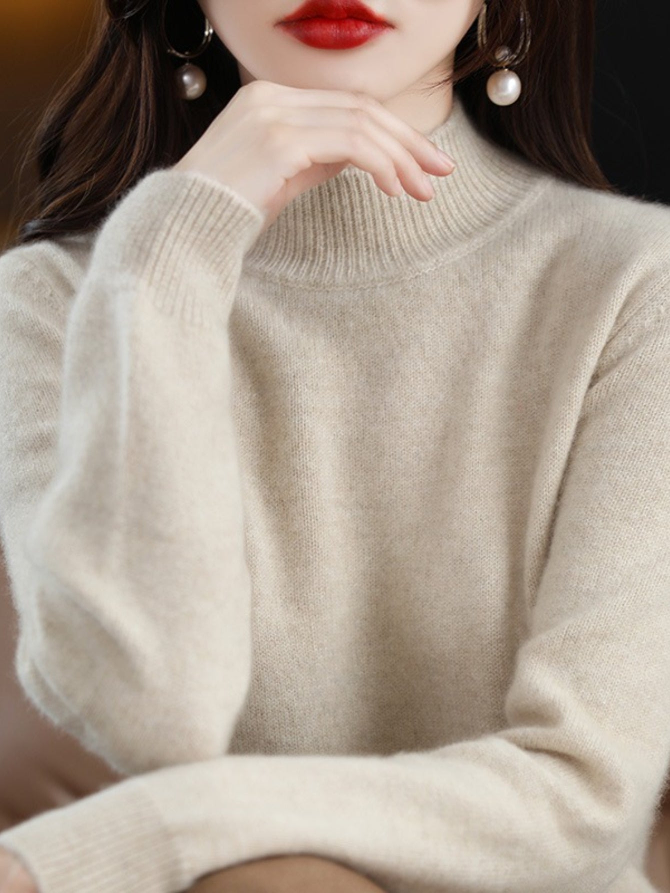 New Autumn And Winter Sweater Half Turtleneck Long Sleeve Loose And Slim Versatile Sweater Pullover Cardigan for Women