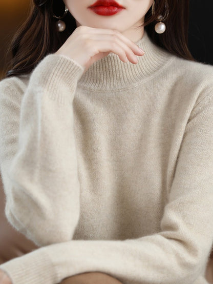 New Autumn And Winter Sweater Half Turtleneck Long Sleeve Loose And Slim Versatile Sweater Pullover Cardigan for Women