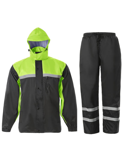 Men's Rain Suit High Visibility Reflective Work Rain Jacket Pants For All Sport Farm Fishing Motorcycle