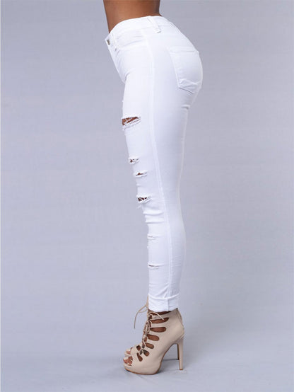 2025Women's Ripped Skinny Jeans, High Waist Stretch Denim Pants - Slim Fit Casual Style for Casual Attire Elegant,, Sexy