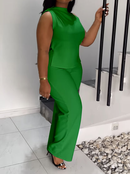 Women's Green Polyester Sleeveless Wide-Leg Pants - product view 15