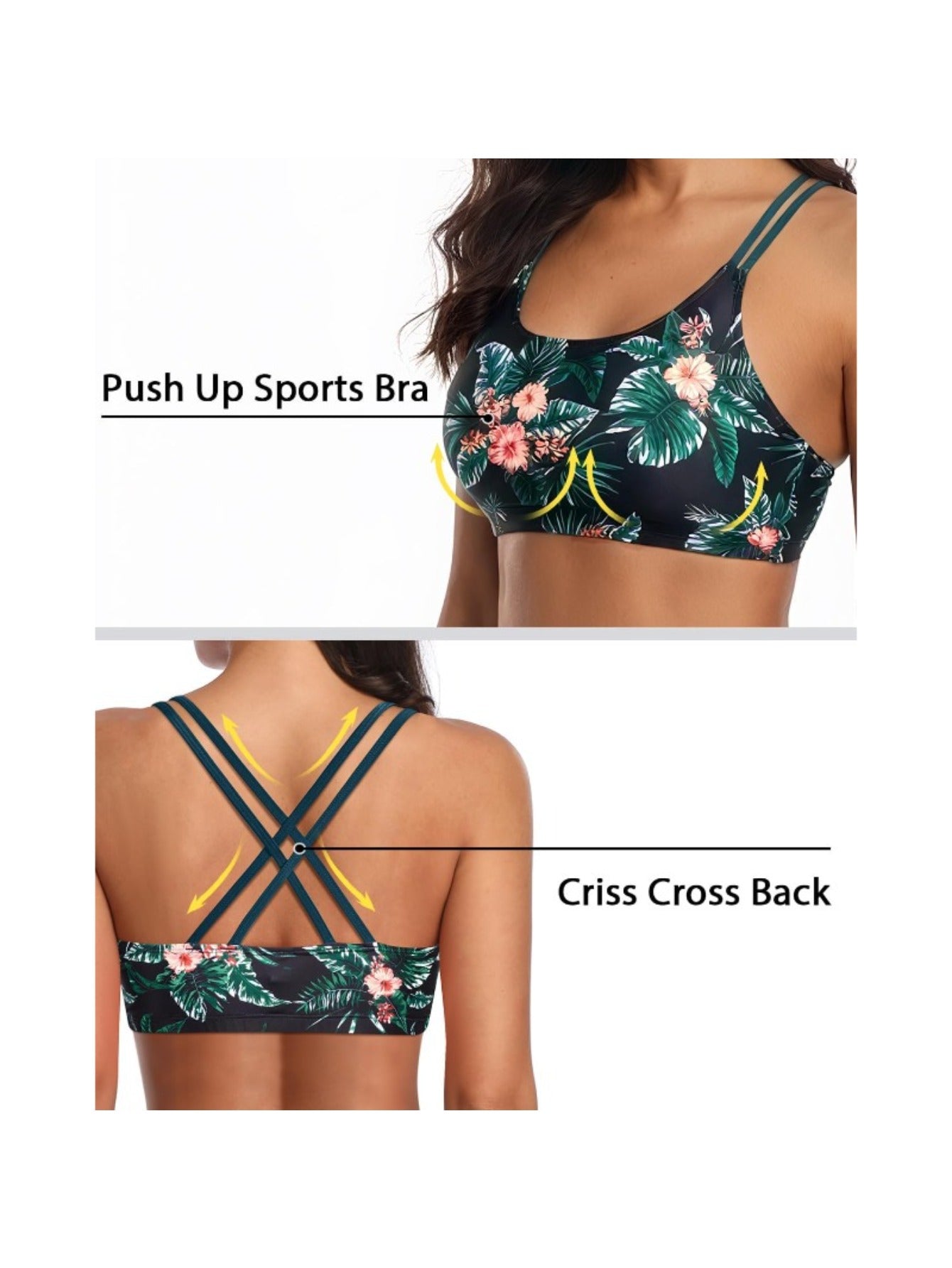 Women'S Tummy Control Tank Bikini Three-Piece Set (Including Bra Top + Shorts) - Separates Swimsuit for Women And Juniors