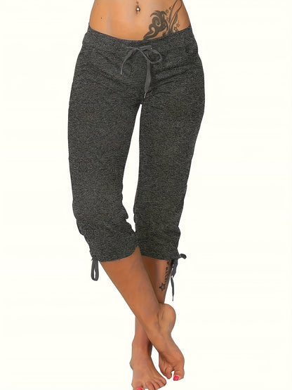 (3 Pack) Women's Lightweight Cropped Trousers with Drawstring Waist - Casual Trousers, Comfortable And Stylish Everyday Trousers for Spring And Summer | Loose Fit Trousers | Casual Style Trousers