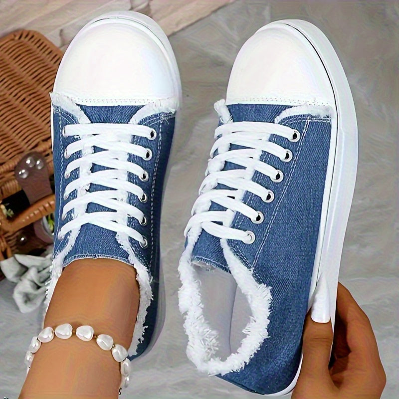 Women'S Lightweight Casual Sneakers- Low-Top Lace-Up Shoes, Soft Fabric Lining And Durable TPU Outsole, Geometric Skull Design, All-Season Comfort, EVA Cushioning Insole, Fabric Upper, European And American Style