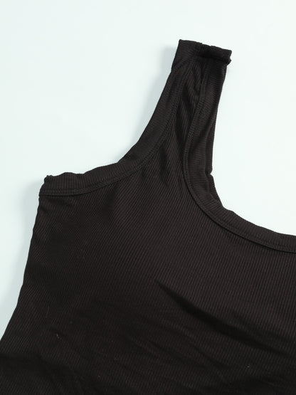 2pcs Seamless U-back Textured Vests with Built-in Bra Design, Solid Color Slim-fit Basic Style, Suitable for Year-round Layering, Versatile from Underwear to Outerwear