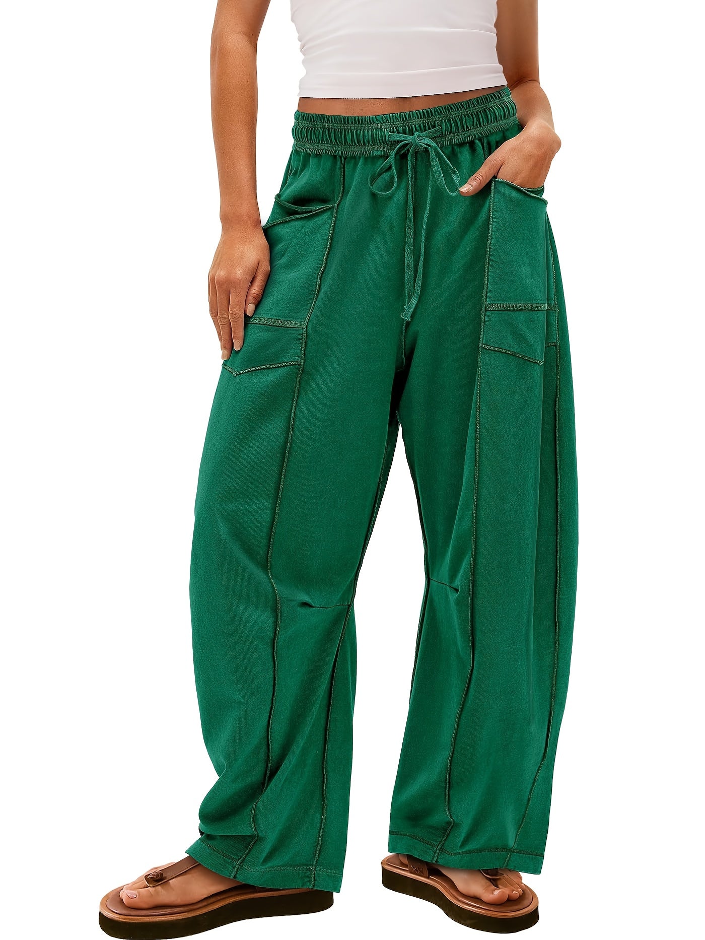 Women'S Loose Wide Leg Pants Casual Summer Wide Leg Pants Drawstring Waist Casual Pants