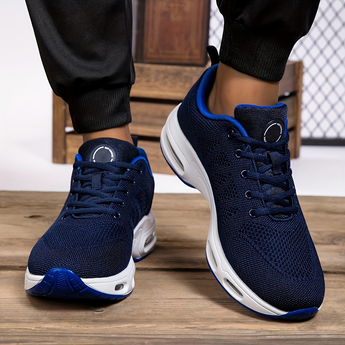 Men'S Air Cushioned Sports Shoes, Fashionable And Breathable Lace Up Running Shoes, Casual Outdoor Lightweight Walking Shoes
