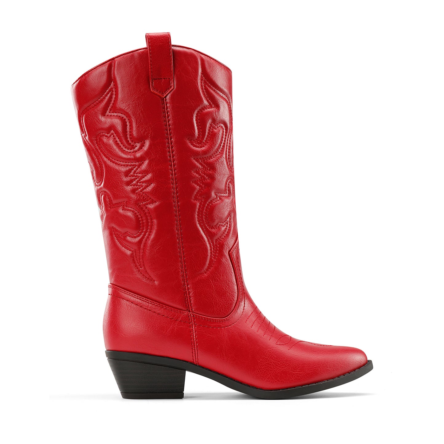 Women's Cowboy Boots Pull On Cowgirl Boots Mid Calf Western Boots, Women's Pull On Mid Calf Western Boots