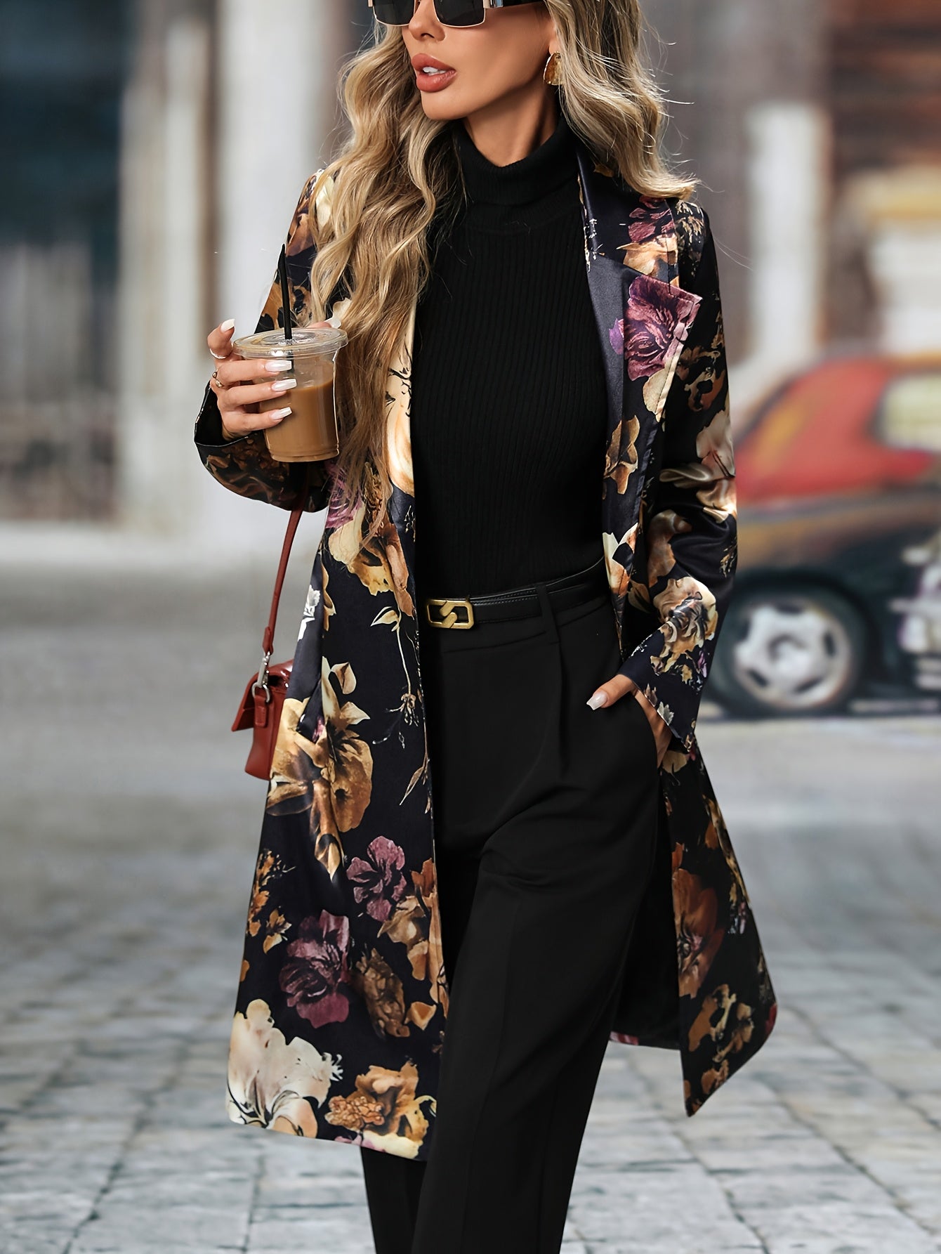 Long-sleeved Floral Pattern Single-breasted Suit Jacket