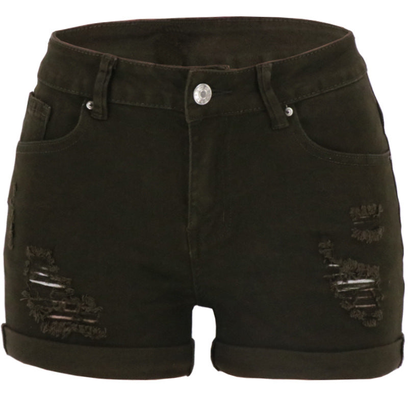 2025 Distressed Low Rise Denim Shorts: European Style Turn-Up Hem, Y2K Trendy, Spring Break Ready!