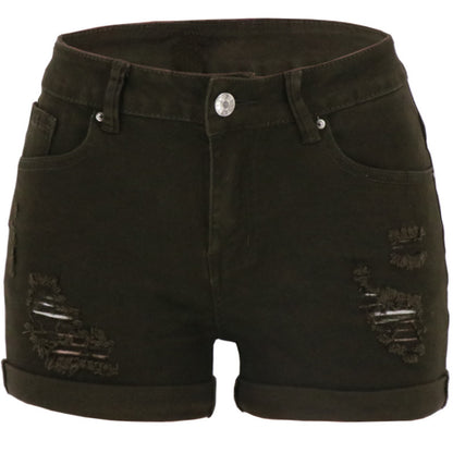 2025 Distressed Low Rise Denim Shorts: European Style Turn-Up Hem, Y2K Trendy, Spring Break Ready!