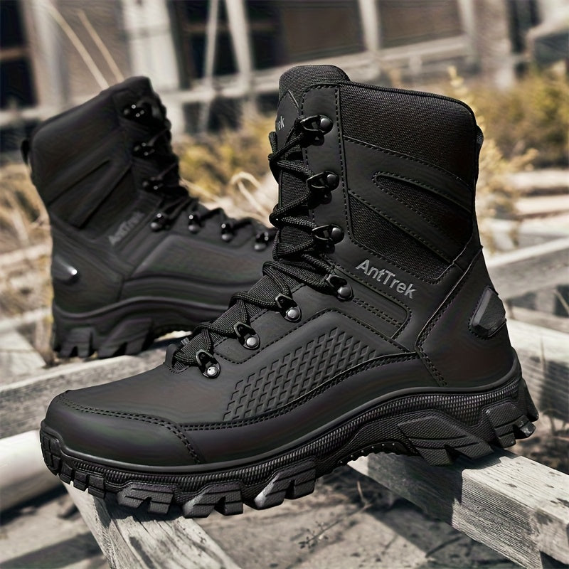 [Tactical Boots] Men's High-Top Tactical Boots - Heavy-Duty All-Terrain Outdoor Footwear With Slip-Resistant Rubber Soles, Ideal For All-Weather Hiking, Hunting, Climbing, And Mountaineering - Durable And Comfortable For Extended Wear