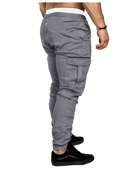 EXARUS 2 Pack Cargo Pants For Men - Relaxed Fit Twill Joggers With Elastic Waistband And Stretch Fabric - Casual Wear