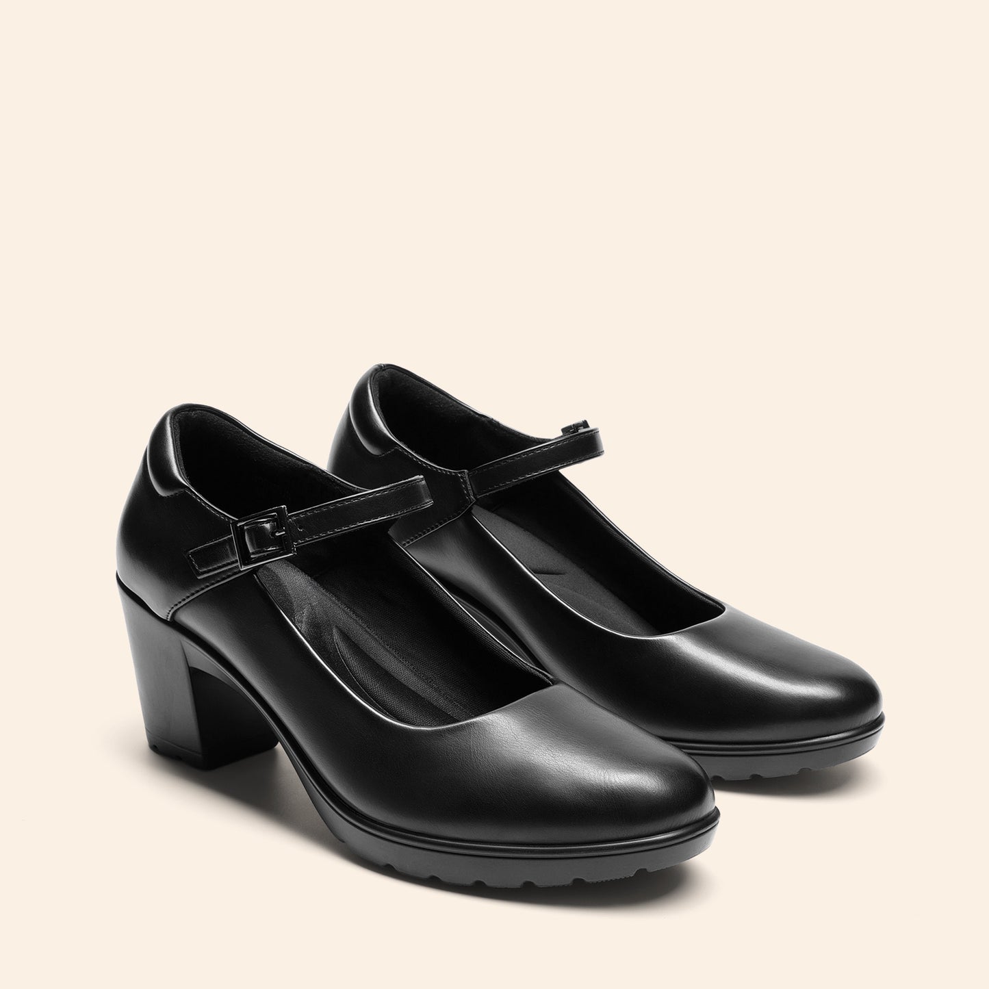 Women's Chunky Low Block Heels Mary Jane Closed Toe Work Pumps Comfortable Round Toe Dress Wedding Shoes