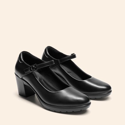 Women's Chunky Low Block Heels Mary Jane Closed Toe Work Pumps Comfortable Round Toe Dress Wedding Shoes