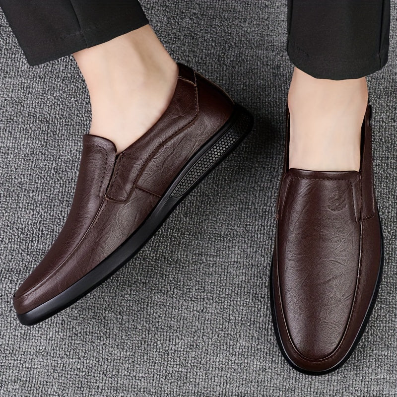 CLOHOO Men'S Slip-On Loafers - Genuine Faux Leather Upper, Soft Rubber Sole, Comfortable Casual And Business Casual Shoes, Round Toe, Low-Top Design, Synthetic Lining, All-Season Wear, Everyday Loafers | Classic Loafer Style | Rubber Sole Footwear