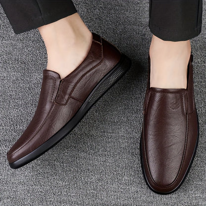 CLOHOO Men'S Slip-On Loafers - Genuine Faux Leather Upper, Soft Rubber Sole, Comfortable Casual And Business Casual Shoes, Round Toe, Low-Top Design, Synthetic Lining, All-Season Wear, Everyday Loafers | Classic Loafer Style | Rubber Sole Footwear