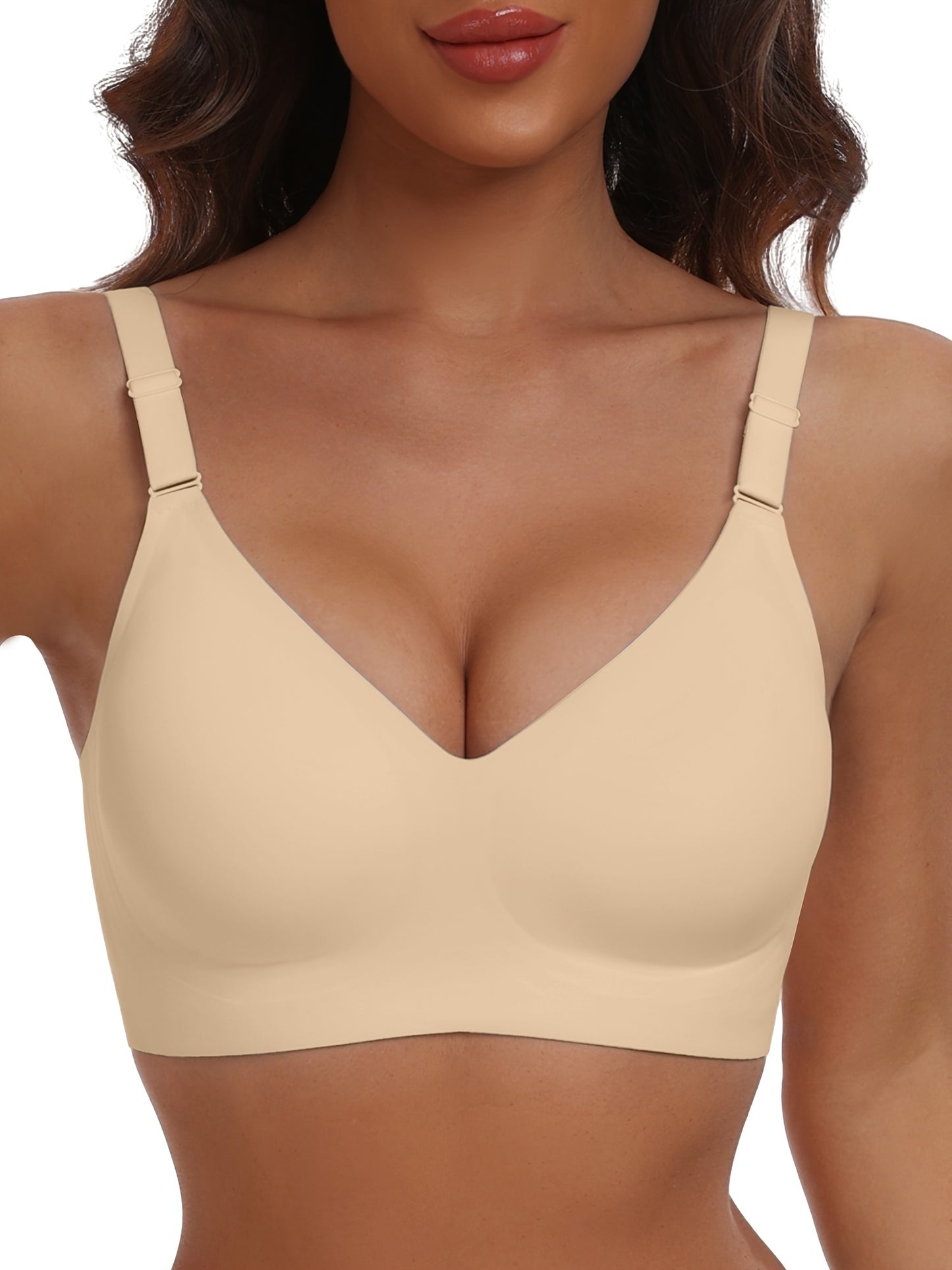 Seamless Wireless Push-Up Bra-V Neck Design, Comfortable, Supportive Intimate Apparel for Women