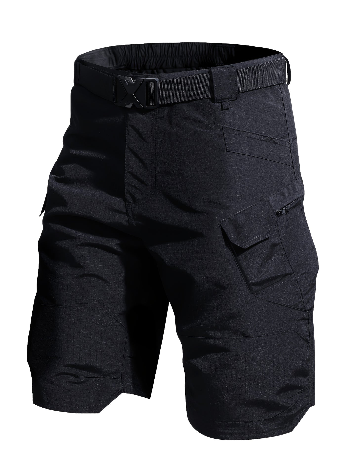 Men's Black+gray Polyester Cargo Shorts - product view 4