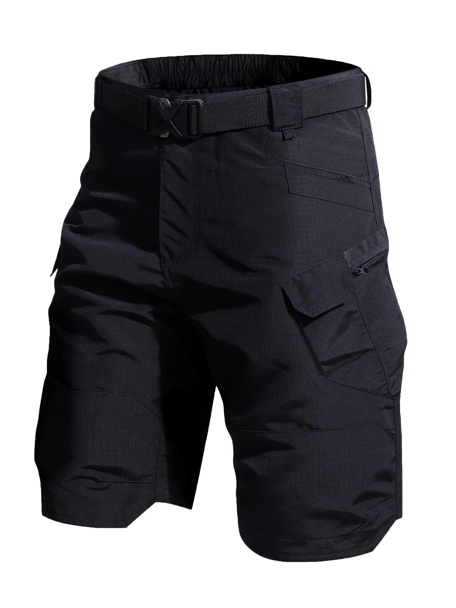 Men's Black+gray Polyester Cargo Shorts - product view 4