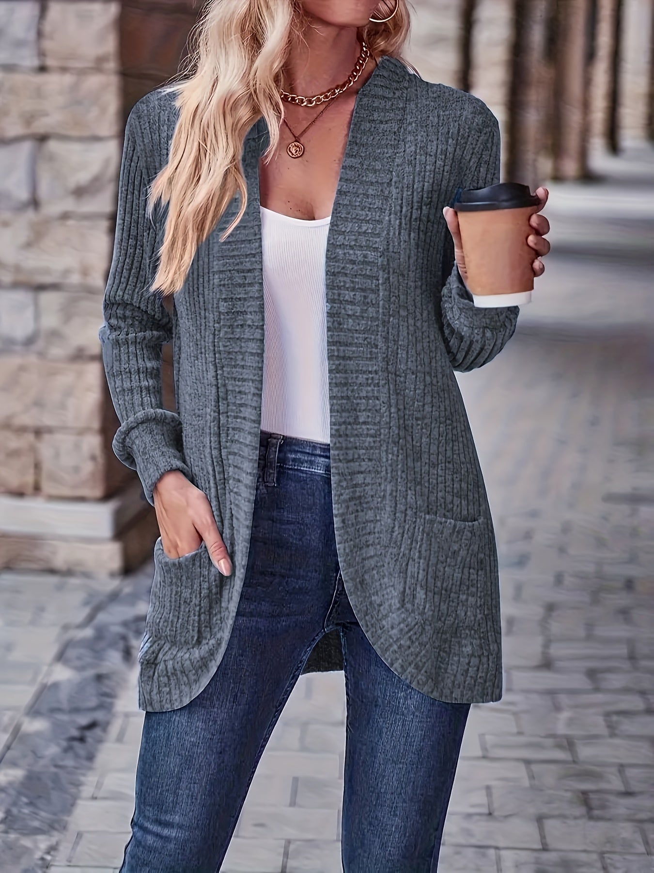 [Orientation] Elegant Orientation + Fashionable Loose Casual Solid Color Thread Pocket Splicing Long Sleeve Blouse