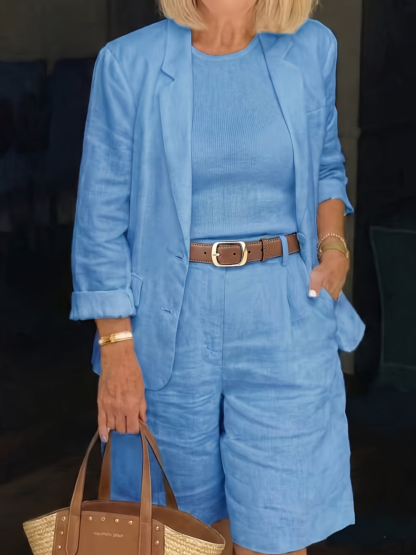 2026 Spring/Summer New Women'S - Cardigan Top And Shorts Set; Small Suit Two-Piece Set