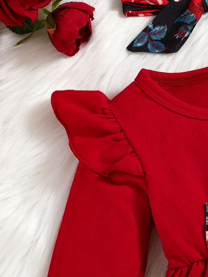 Popular Among Customers, This Delightful Floral Print Outfit for Girls Includes a Ruffled Long-Sleeve Top And Leggings with Bows. It'S Machine Washable And Ideal for Spring And Fall, Making It Great for Outdoor Activities.
