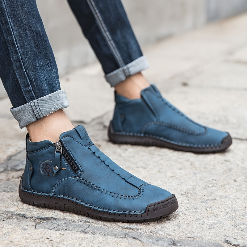 [Casual Classic Boots] Ladies Plus Size Fashion Short Boots Handmade Casual Shoes Classic Outdoor Shoes Women's Shoes With Side Zippers