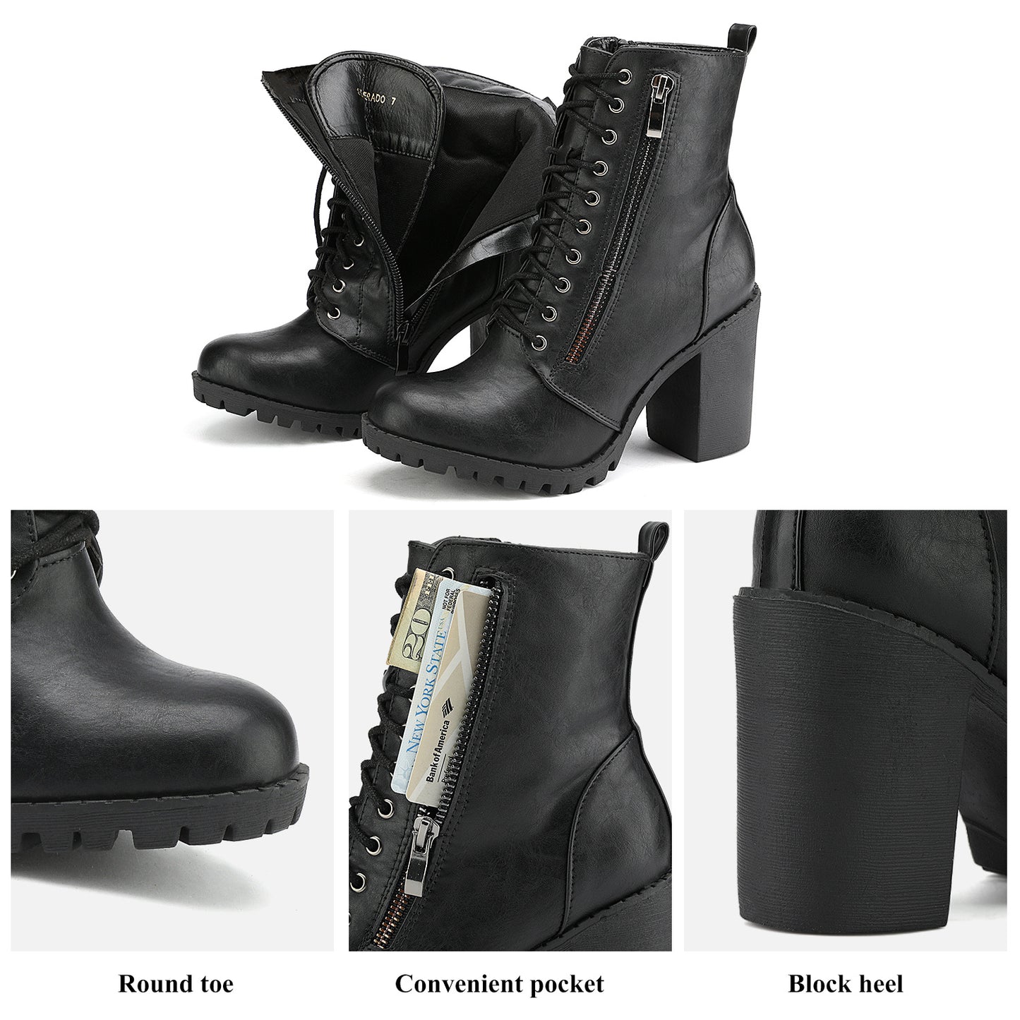 Women's Stylish Fashion Comfortable Chunky Heel Ankle Booties