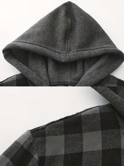3 Pack Flannel Shirt for Men Long Sleeve Plaid Hoodie Shirt Casual Button Shirt Hooded Fall Jacket with Pocket