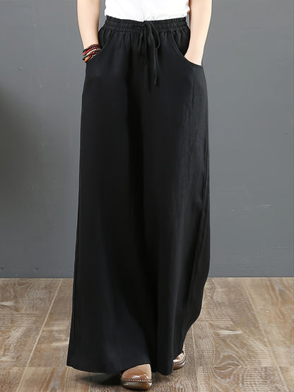 Women's Palazzo Pants Drawstring Waist Wide Leg CLoose Trousers with Pockets Comfort