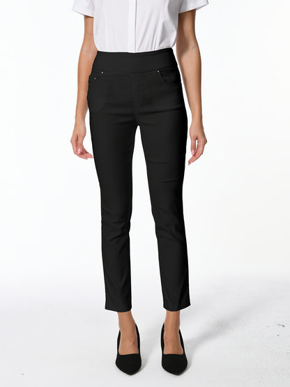 Women's High Waist Dress Pants Stretchy Straight Leg Slim Fit Work Slacks with 5 Pockets, Elegant Office & Casual Wear