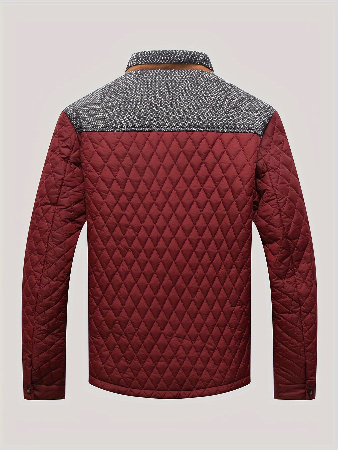 Men's Casual Stand Collar Plaid Side Seam Pocket Patchwork Jacket