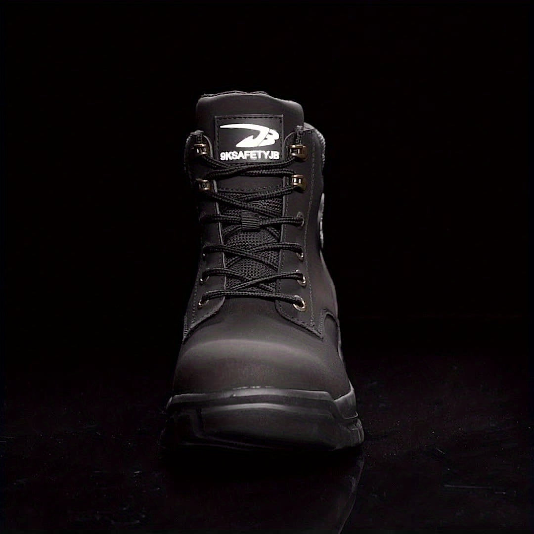 Men's Solid Color Classic High Top Plain Toe Steel Toe & Puncture Proof Safety Boots, Comfy Non Slip Durable Lace Up Work Shoes, Men's Constructional & Industrial Footwear