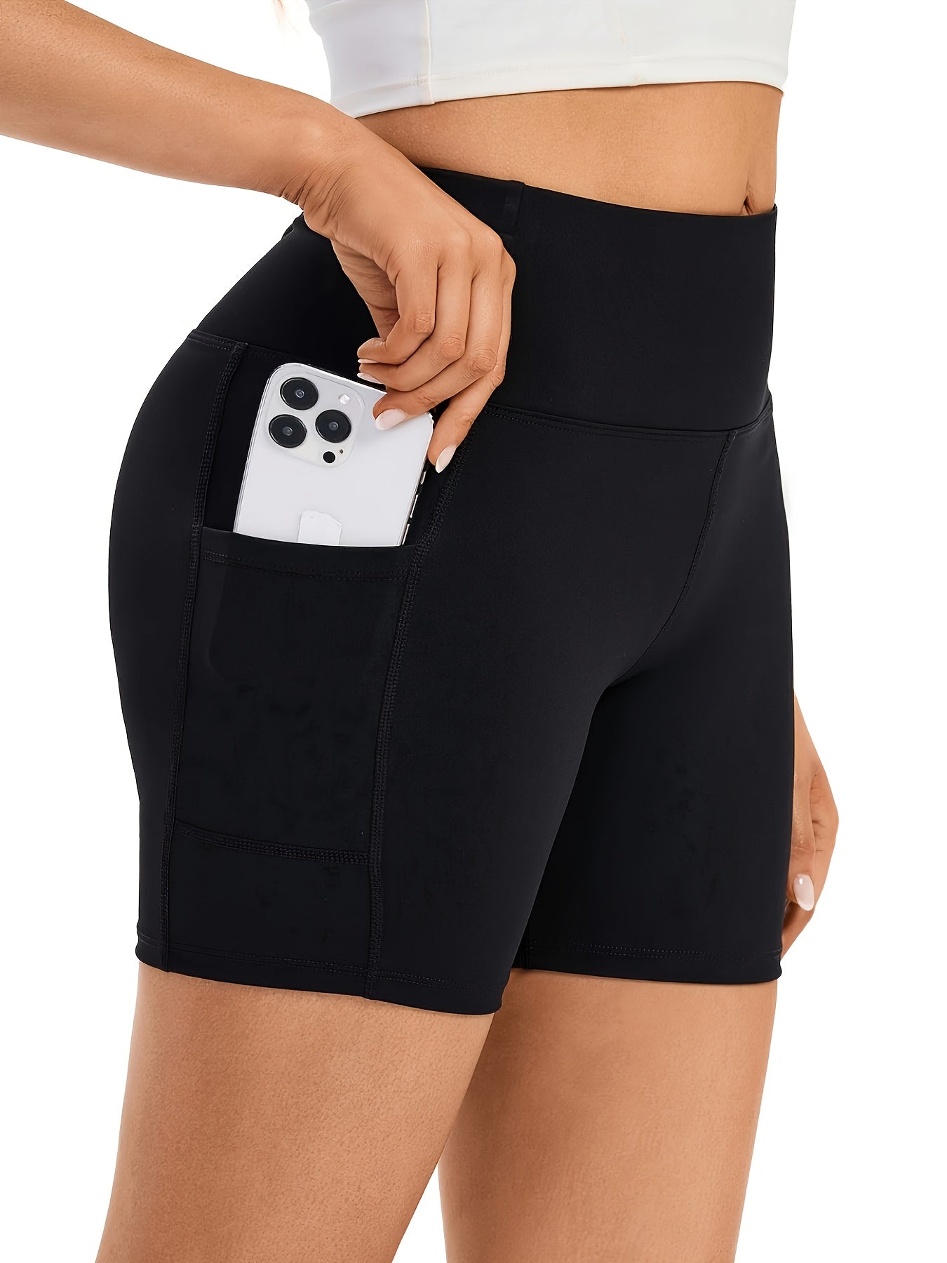 5pcs 5-Inch High-Waisted Rider Shorts, Women's Summer Shorts with Pockets, Ultra-Soft Belly Control No-See-Through Workout Running Yoga Shorts, 6-Inch Pant Length Shorts Mother's Day Gift