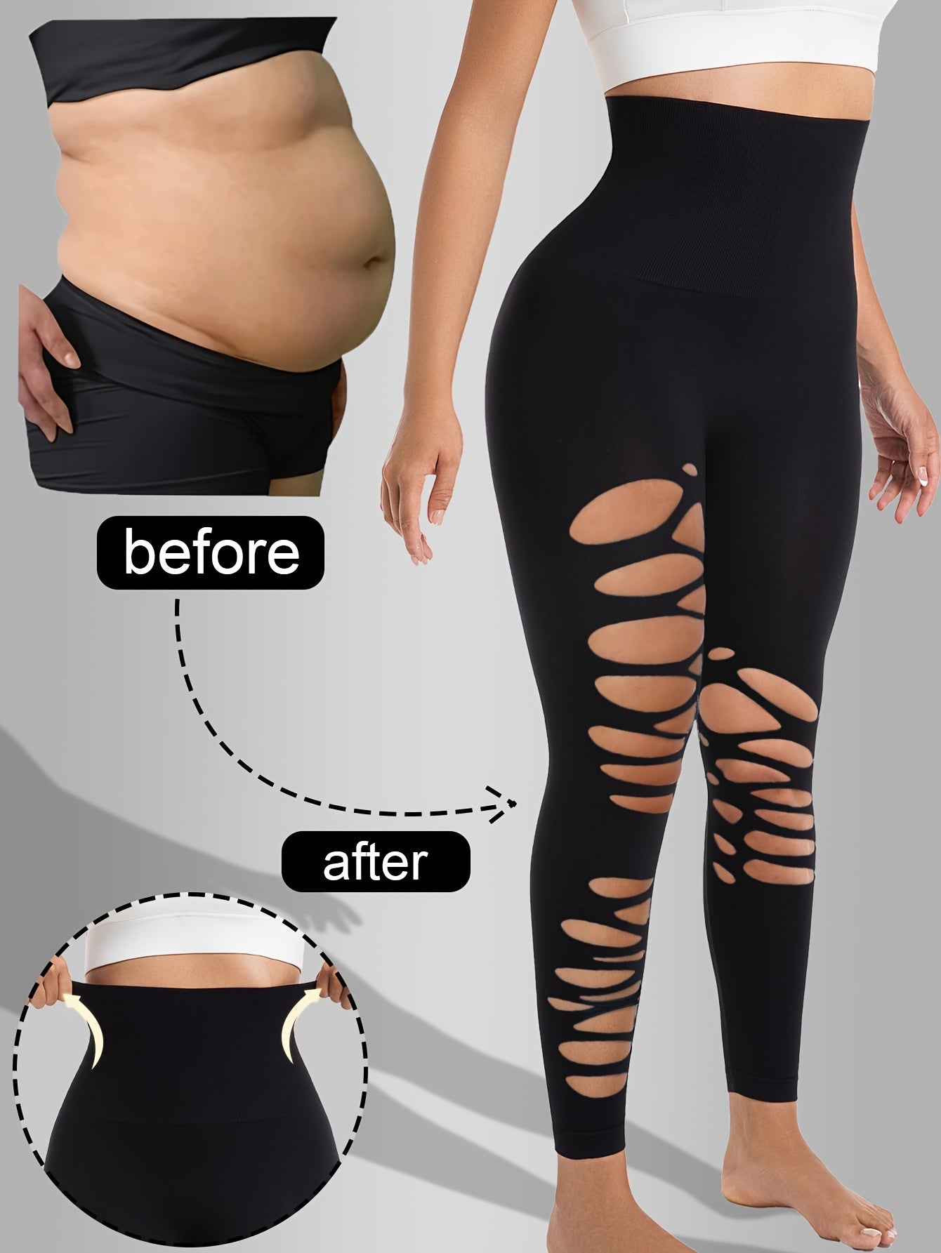 Women's Hollow Out High-Waisted Tummy Control Yoga Leggings - 7/8 Length Butt-Lifting Seamless Workout Pants with 4-Way Stretch, All-Season Casual & Exercise Pants for Women, Yoga Pants, Comfortable Fitness Attire