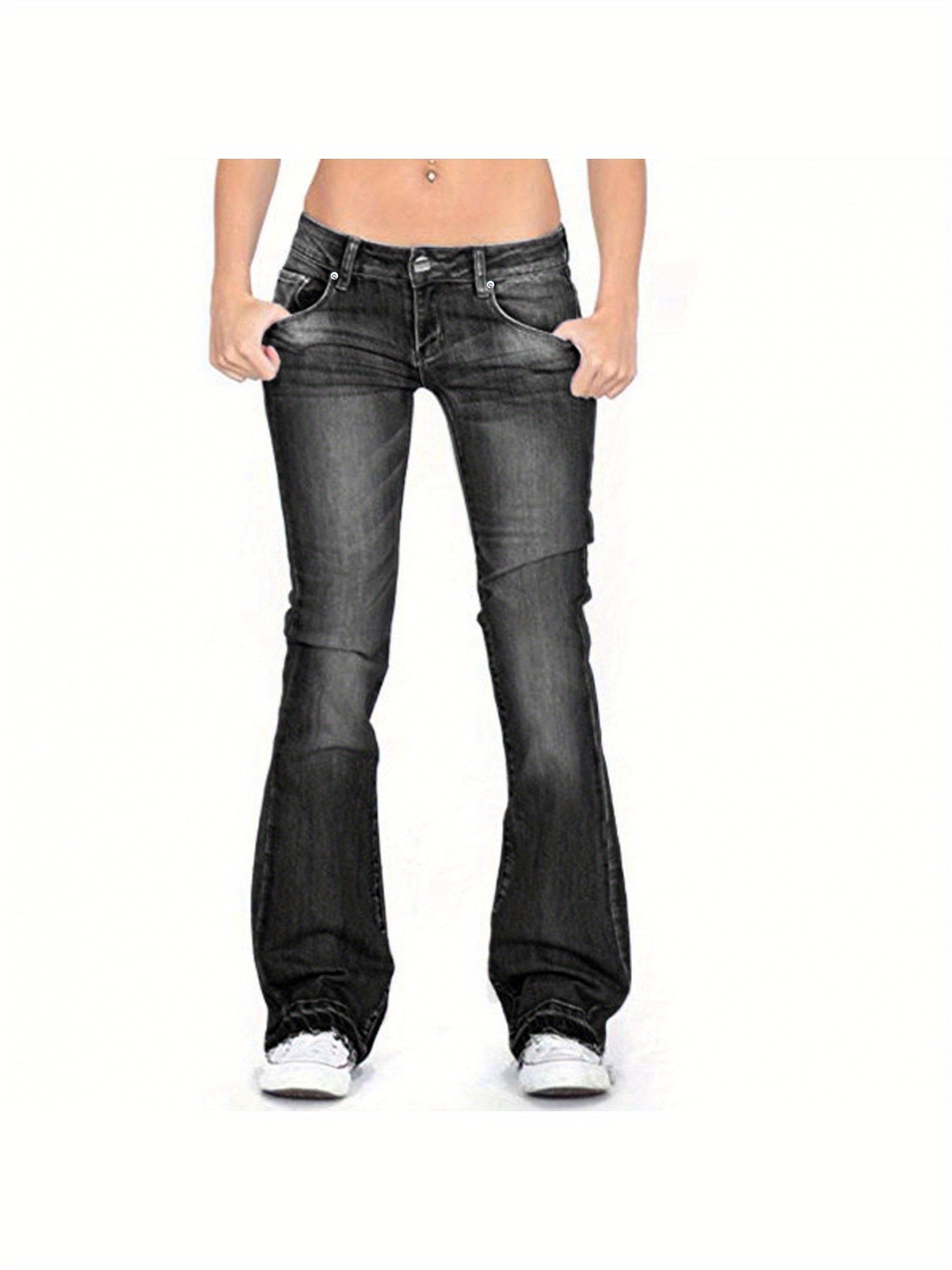 American Retro Jeans, New Mid-Waist Flared Pants for Women, Elastic, Tall And Powerful Pants