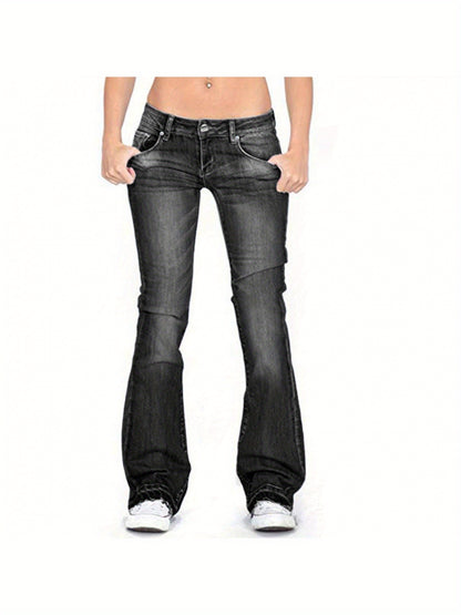 American Retro Jeans, New Mid-Waist Flared Pants for Women, Elastic, Tall And Powerful Pants