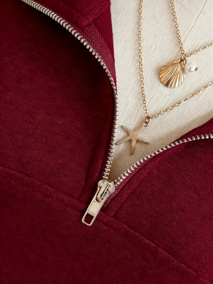 Women's Oversized Half-Zip Sweatshirt, Trendy Soft Fabric Pullover Hoodie, Casual Top, Perfect for Spring, Autumn And Winter Streetwear, Womens Tops, Ropa De Mujer, Local Warehouse Discount Hoodies Iackets Fashion New Arrivals