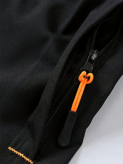 3 PCS Men's Stylish Athletic Shorts, Black Drawstring Design, Zipper Pockets, （Includes wristband）Ideal for Summer Workouts and Outdoor Activities, Plus Size Shorts