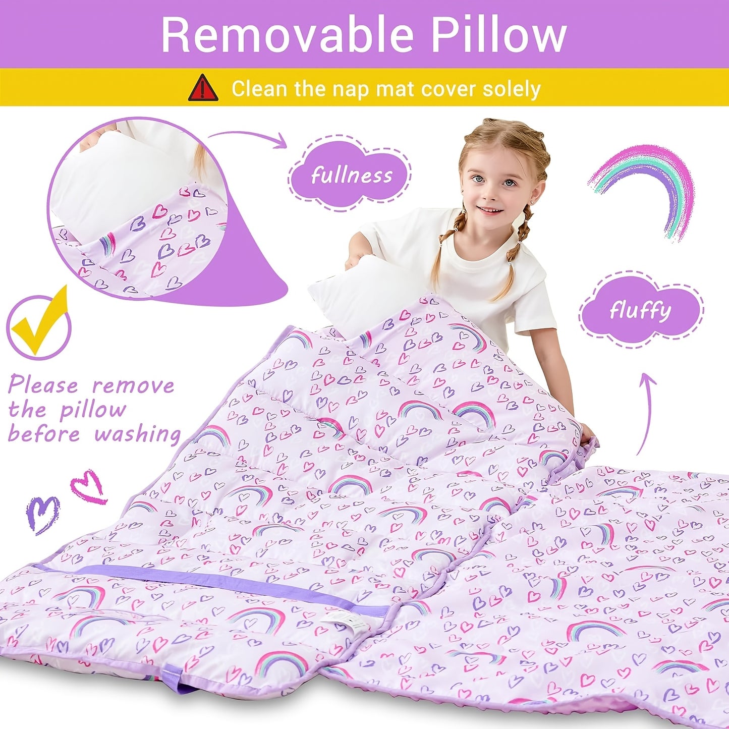 Large Rolled Sleeping Mats for Toddlers, Complete with a Pillow And Blanket, Ideal for Daycare, Preschool, And Camping Trips for Both Boys And Girls