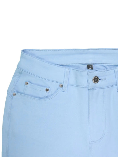 Women's High-Waisted Stretchy Street Style Solid Black Slim-Fit Jeans with Metal Button Details