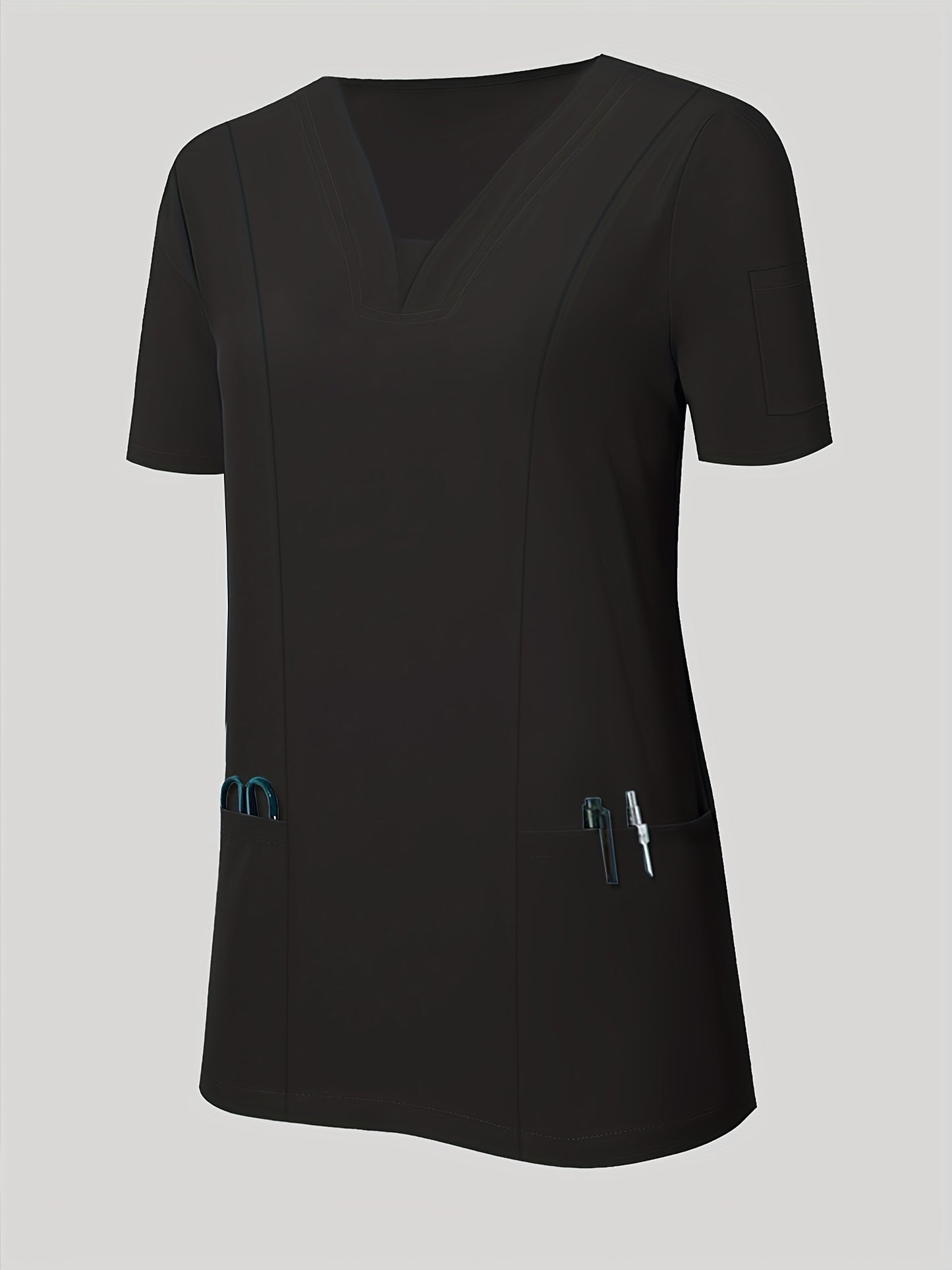Women'S V-Neck Frosted Breathable Uniform Pocket Handwash Workwear Brush Handwear Top