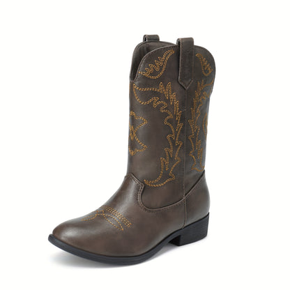 DREAM PAIRS KIDS Cowgirl Cowboy Western Boots Boys And Girls Mid Calf Riding Shoes Little Kid/Big Kid