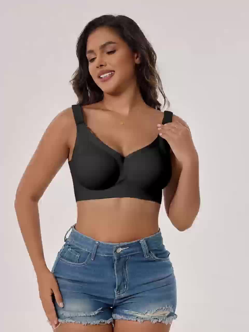 Plus-Size Wireless Women's Bra Suitable for Large Breasts - Full-Coverage Lift & Push-Up Underwire-Free Bust Enhancer with Adjustable Straps, Removable Pads, Seamless Smoothing Lingerie for Daily Wear & Special Occasions