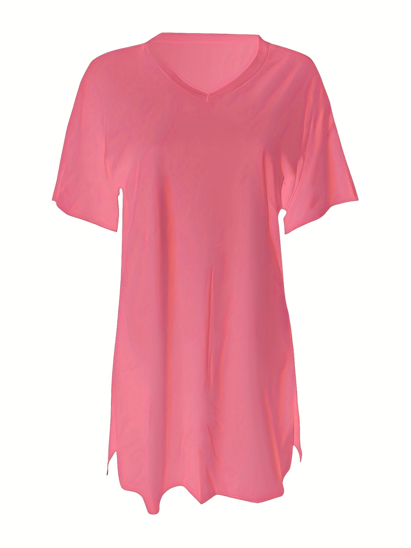 Two-Piece Outfit for Plus-Size Women Featuring a Casual V-Neck Short-Sleeve Top with Side Slits And Drawstring Leggings, Made from Comfortable, Ideal for Everyday Wear