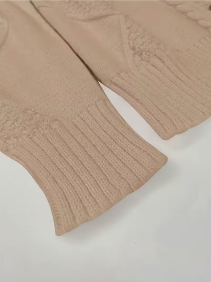 [Cozy Cable Cardigan] Plus Size - Cozy Plus Size Cable Cardigan - Soft Long Sleeve Open Front Layer for Comfortable Everyday Wear