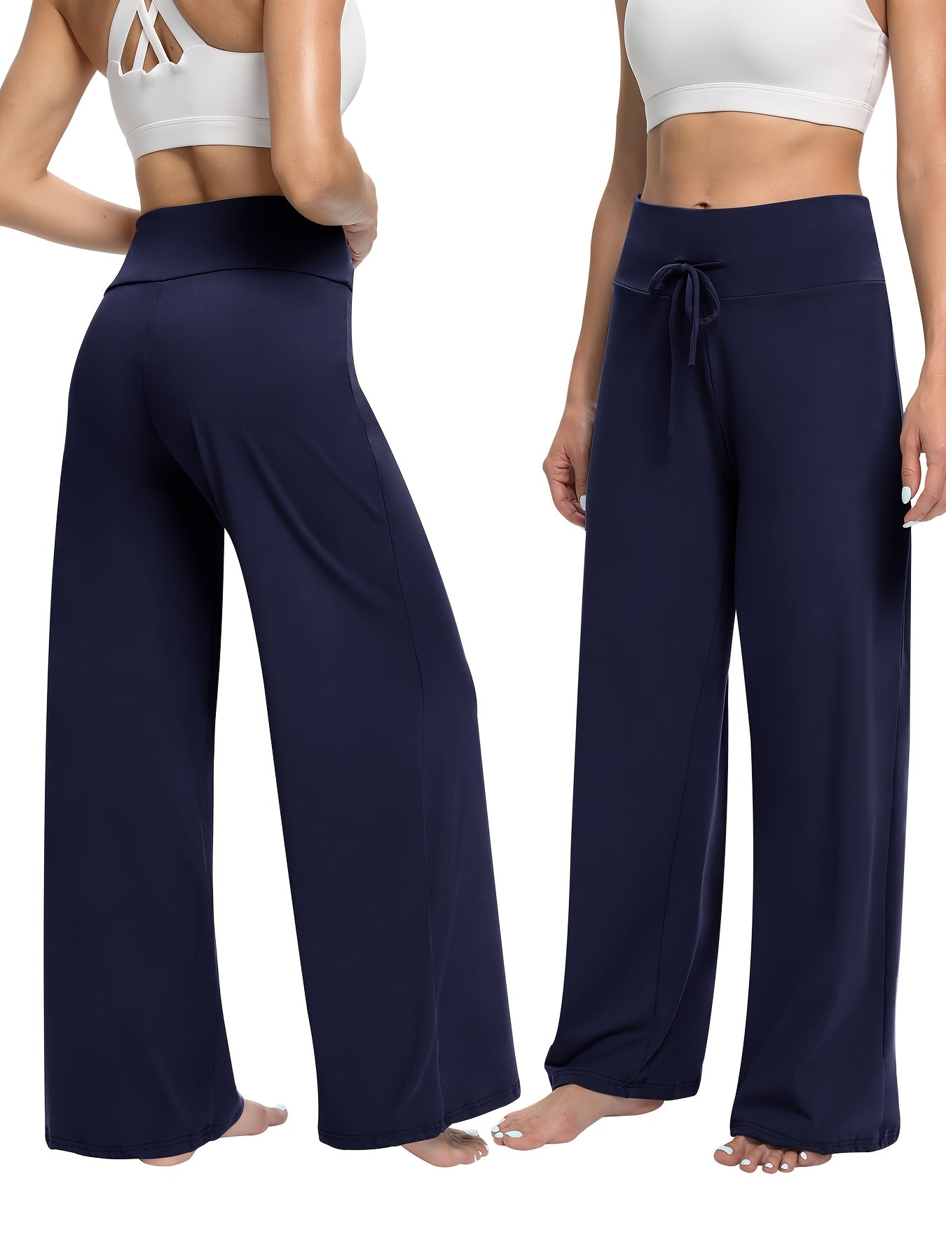 Soft Black Pajama Pants for Women, Wide Leg Comfy Casual Lounge Capri Pants 30''